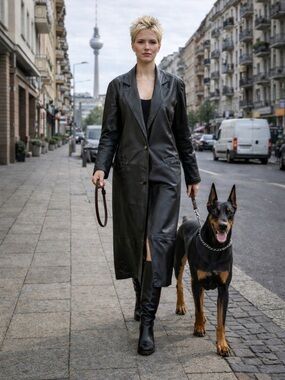 Vintage Bloomingdale’s black soft buttery lambskin leather Sz S calf length coat